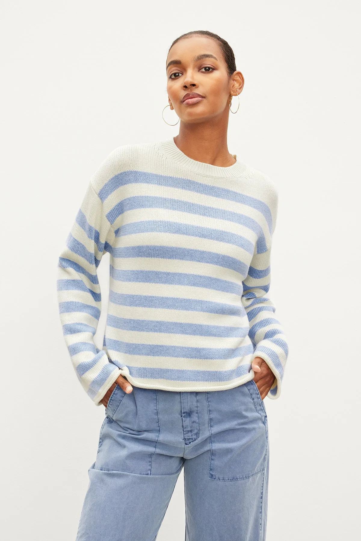 LEX STRIPED CREW NECK SWEATER