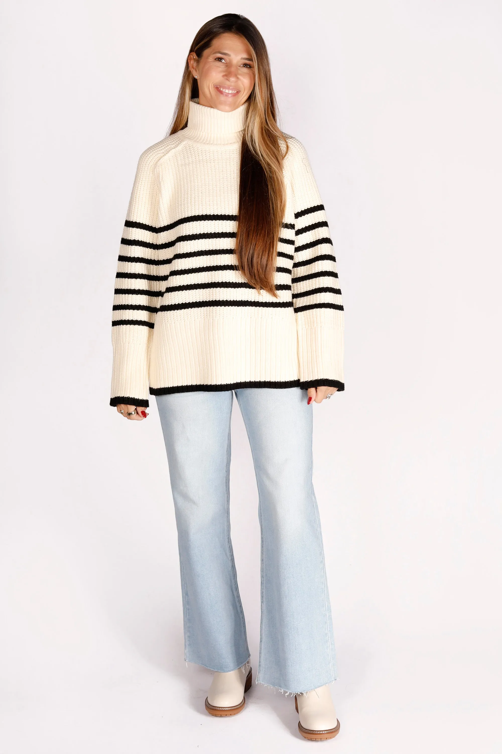 Lona Striped Turtleneck Sweater