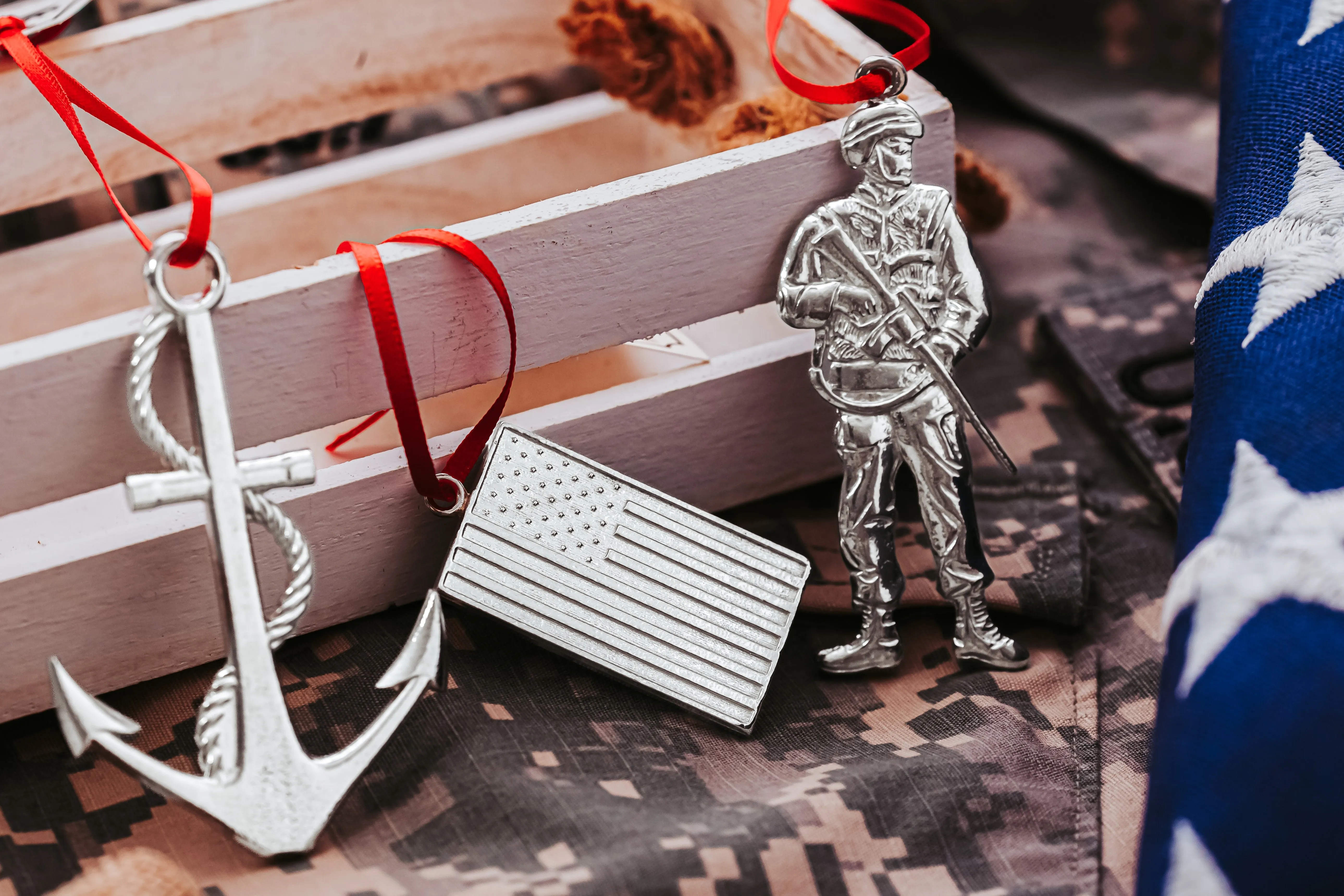 Military Gifts - American Flag - Solider - Anchor - Christmas Ornament