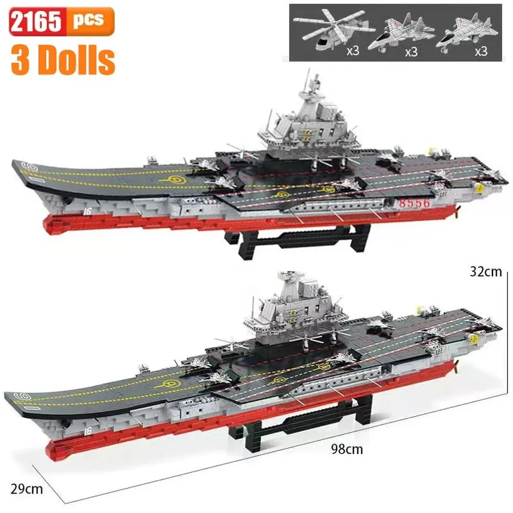 MOC NON  Airaft Carrier With LED Building Blocks Soldier Battleship Brick Weapon Warship Toys Waraft Ship Boat