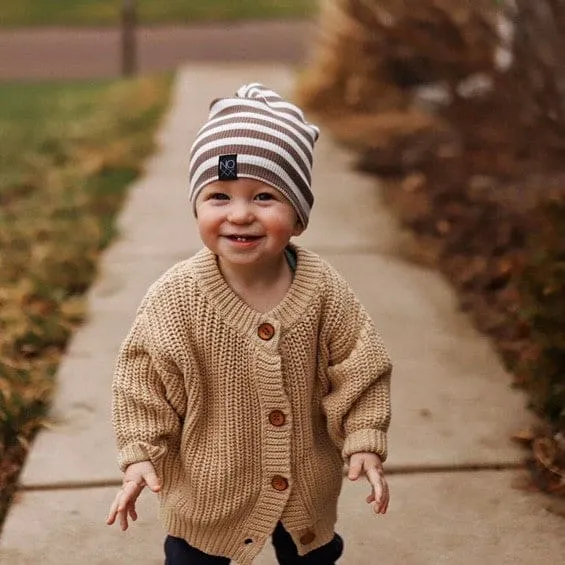 Mocha Stripes | Lightweight Thermal Knit Beanie