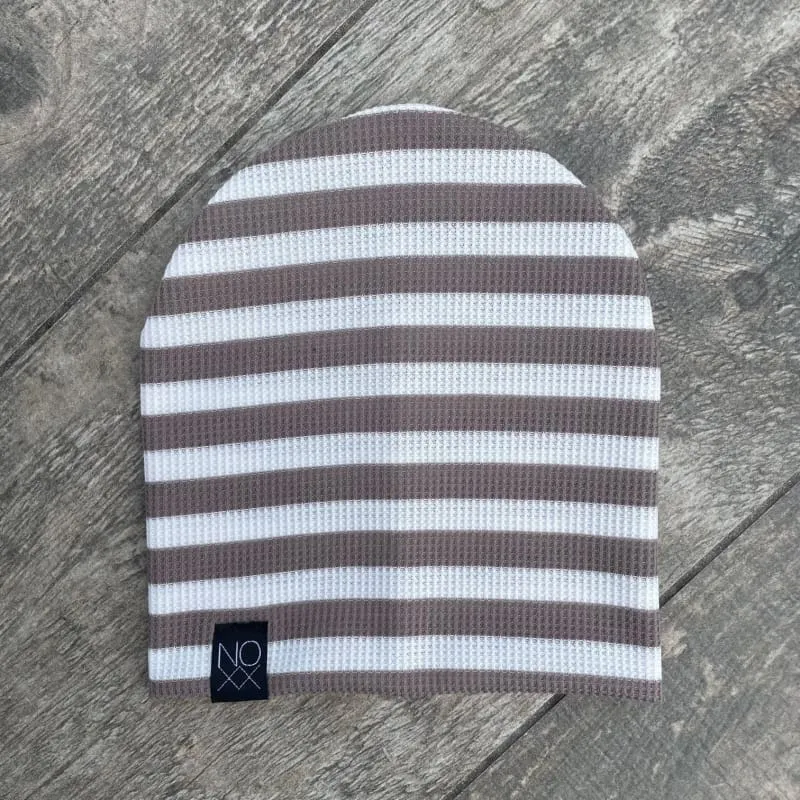 Mocha Stripes | Lightweight Thermal Knit Beanie