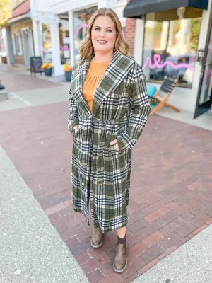 Olive Plaid Belted Jacket