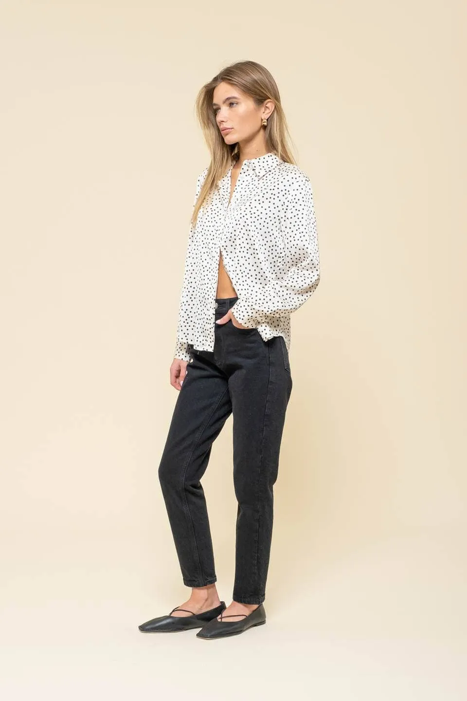 POLKA DOT BUTTON DOWN SHIRT