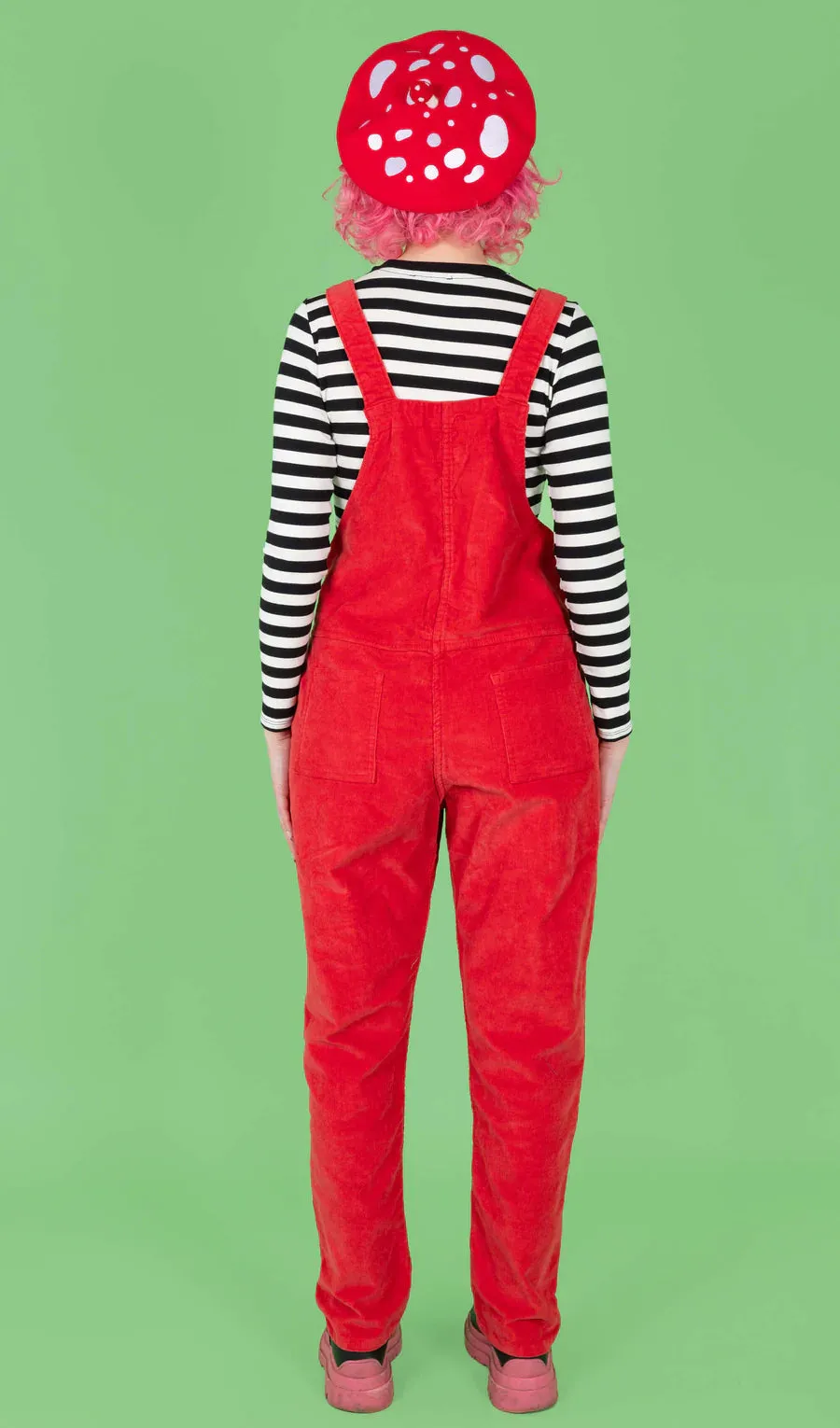 Red Stretch 'Lovecore' Dungarees