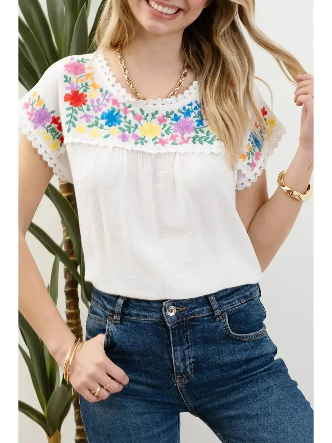 Renee Floral Embroidery Blouse