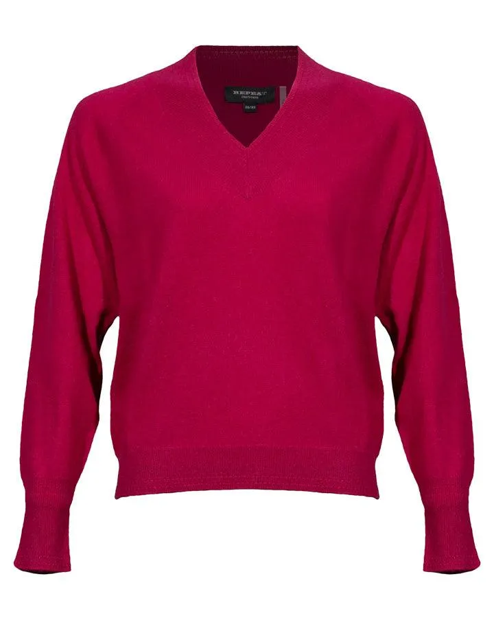 Repeat Raglan V-Neck Cashmere Sweater