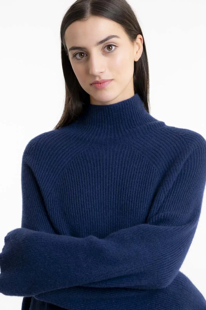 Ribbed Cashmere Sweater Navy