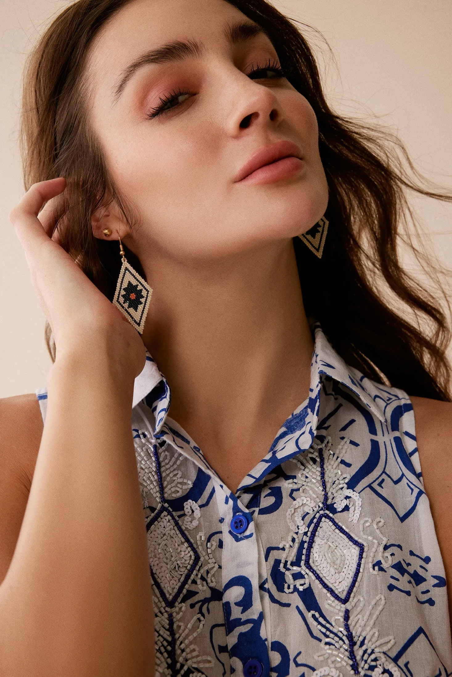 Roaming Sky Beaded Earrings