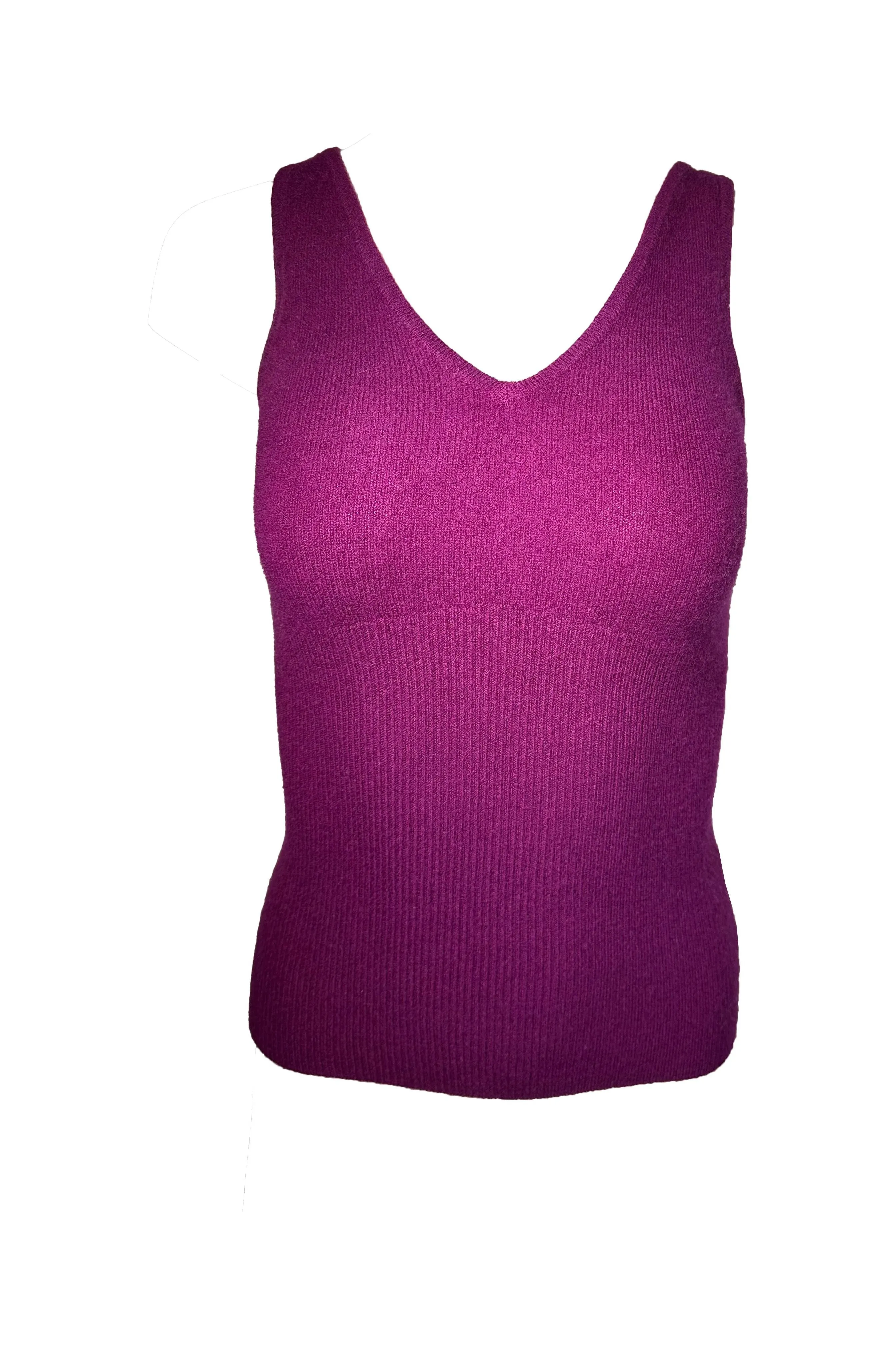 Robertson Madison 100% Cashmere Marseille Long V-Neck Top | Plum