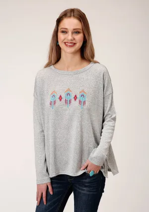 Roper Womens Grey Polyester Slouchy Fit Sweater