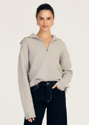 Samuel Reversible Quarter Zip Sweater - Light Heather Grey - Blanc de Blanc