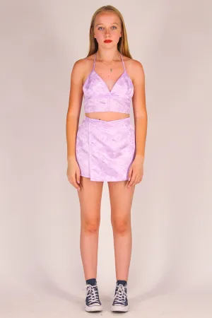 Skorts - Lavender Satin with Roses