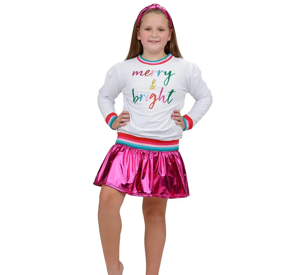 Slick Metallic Gathered Skort- Hot Pink