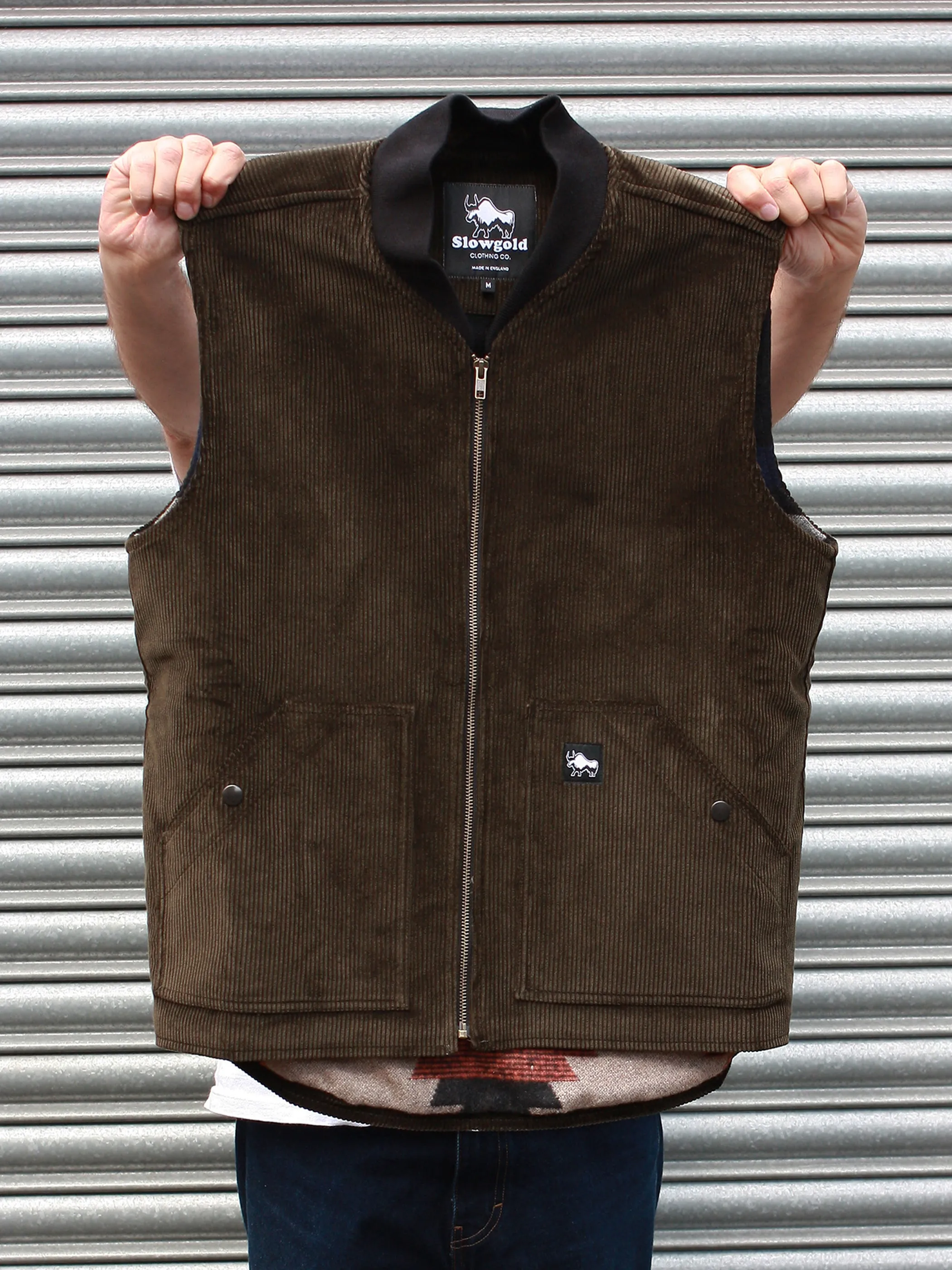 Slowgold Clothing | The Grafter Corduroy Vest - Olive