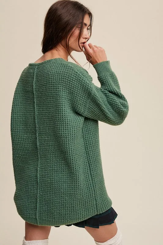 Soma Slouchy V-neck Ribbed Knit Sweater // 2 Colors