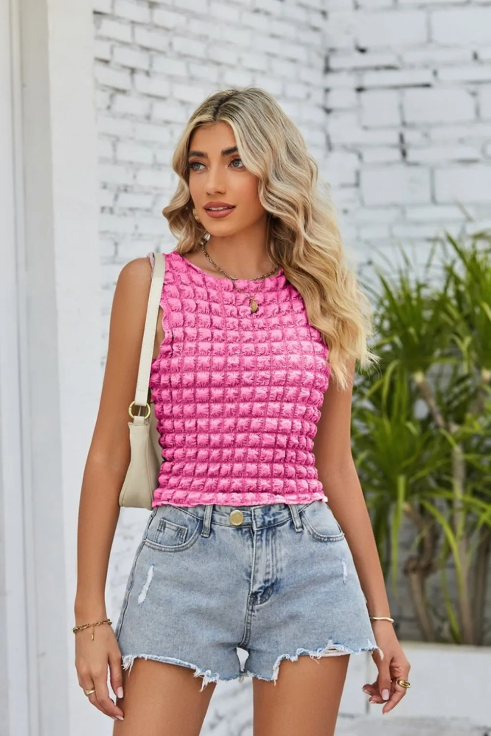 Textured Round Neck Tank