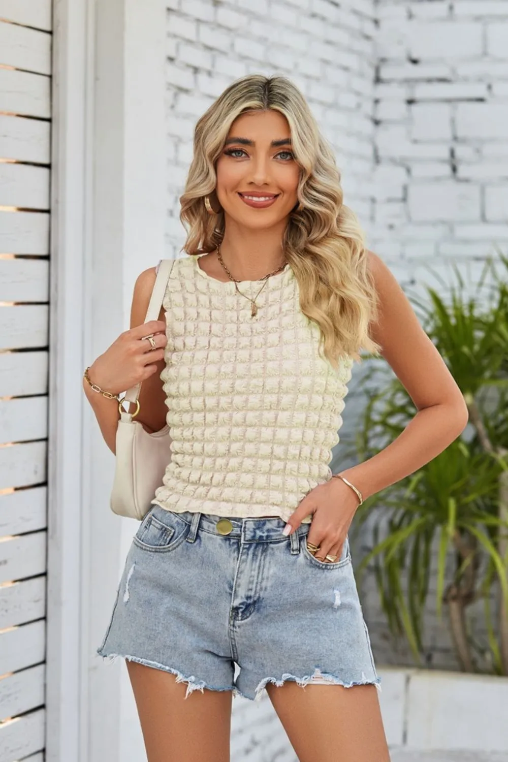 Textured Round Neck Tank