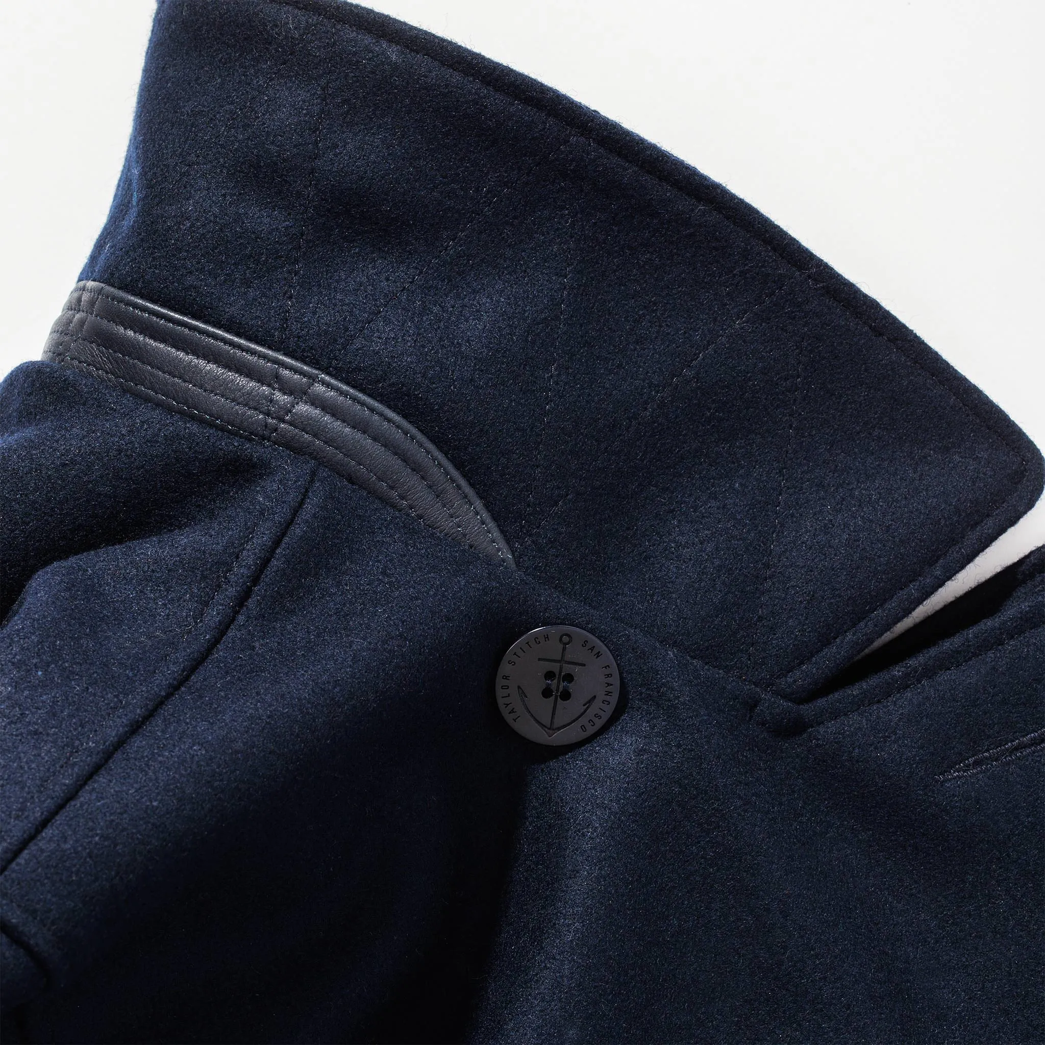 The Mendocino Peacoat in Navy Melton Wool