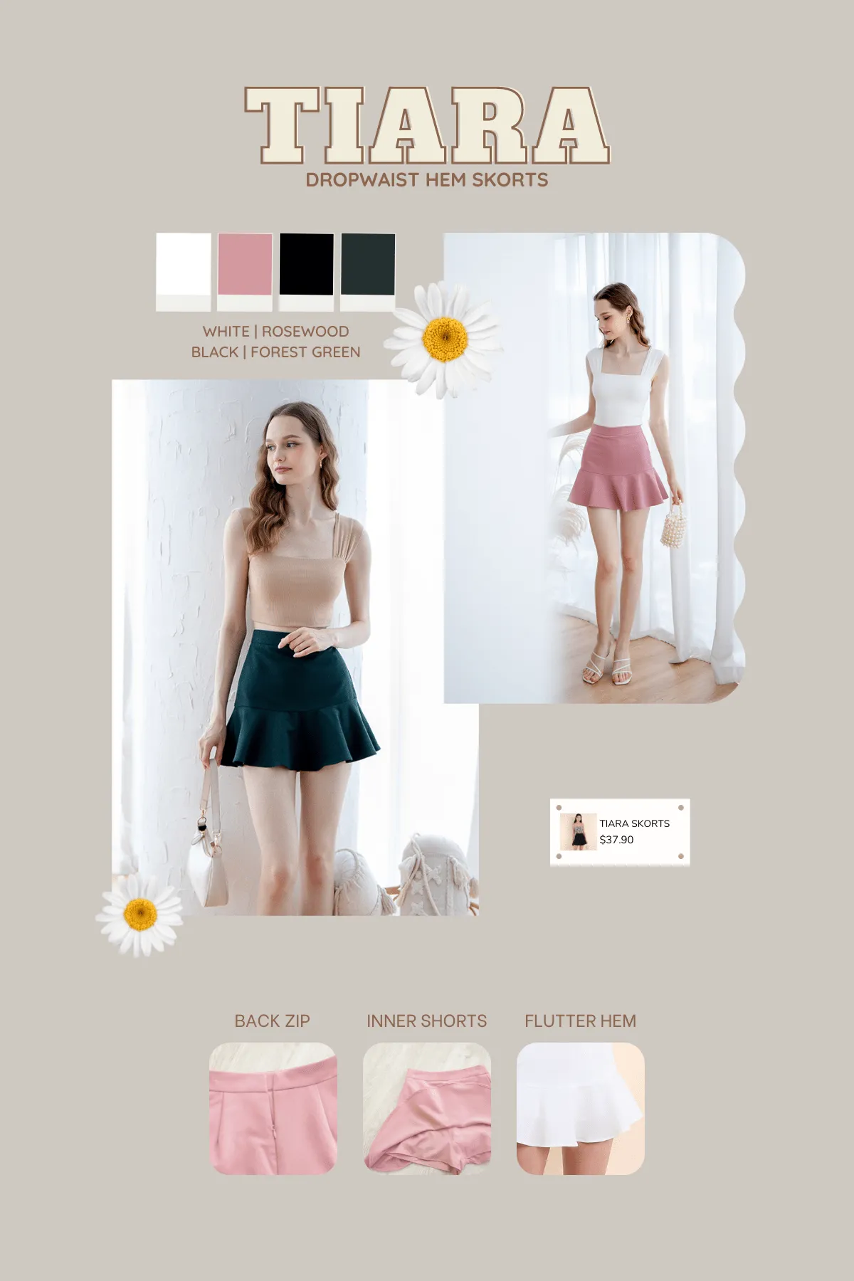 TIARA DROPWAIST HEM SKORTS IN FOREST