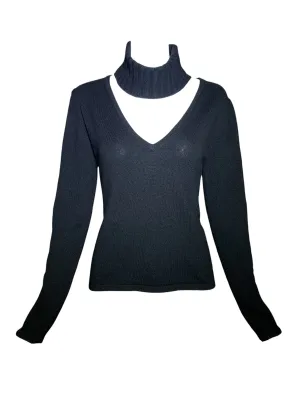 Tom Ford for Gucci 2000's Black Cashmere Cut Out Turtleneck Sweater