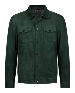 Trucker Suede Leather Jacket - Emerald Green