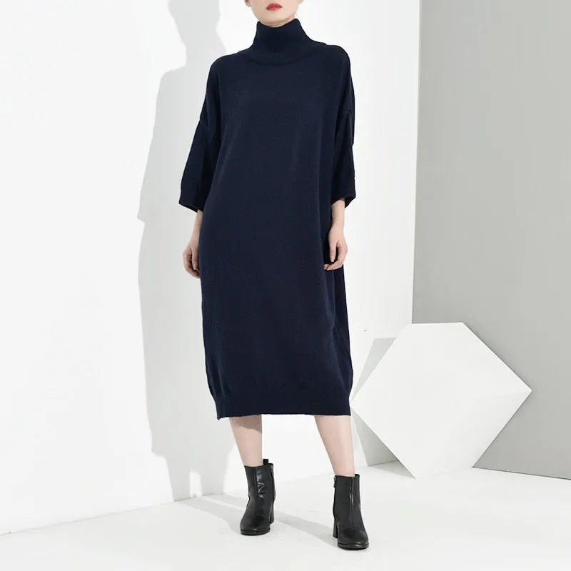 Turtleneck dress | oversized sweater dress | Turtleneck Midi Dress