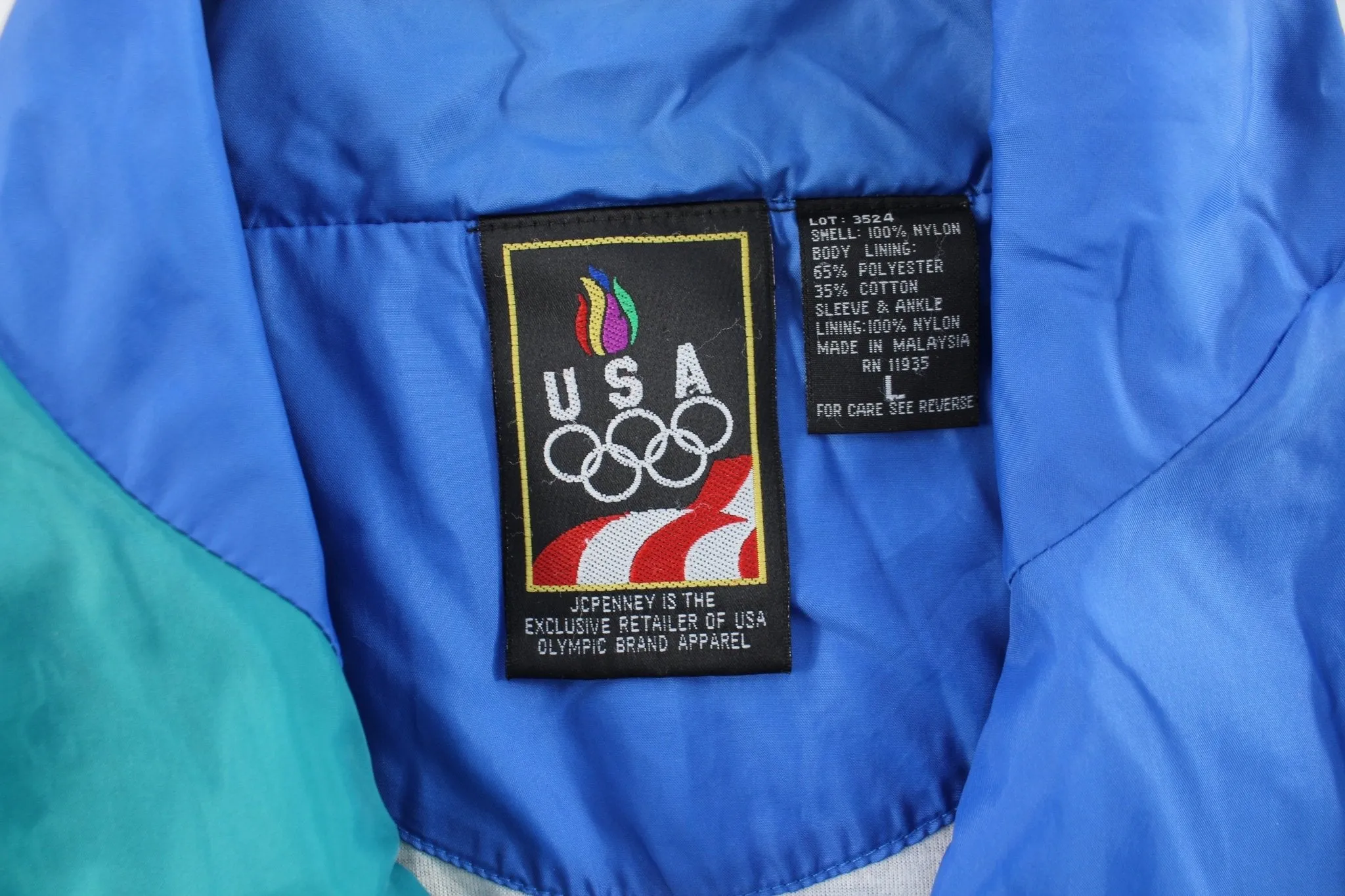 USA Olympics Embroidered Logo Blue & Teal Zip Up Jacket