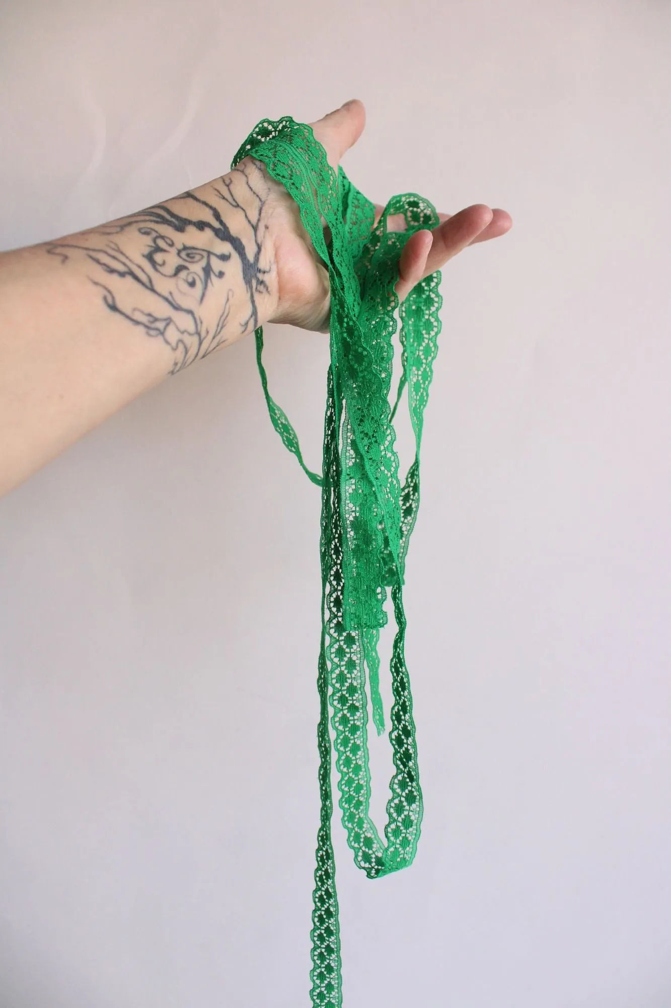 Vintage Green Lace Trim, 4 Yards, .75" wide, Nylon