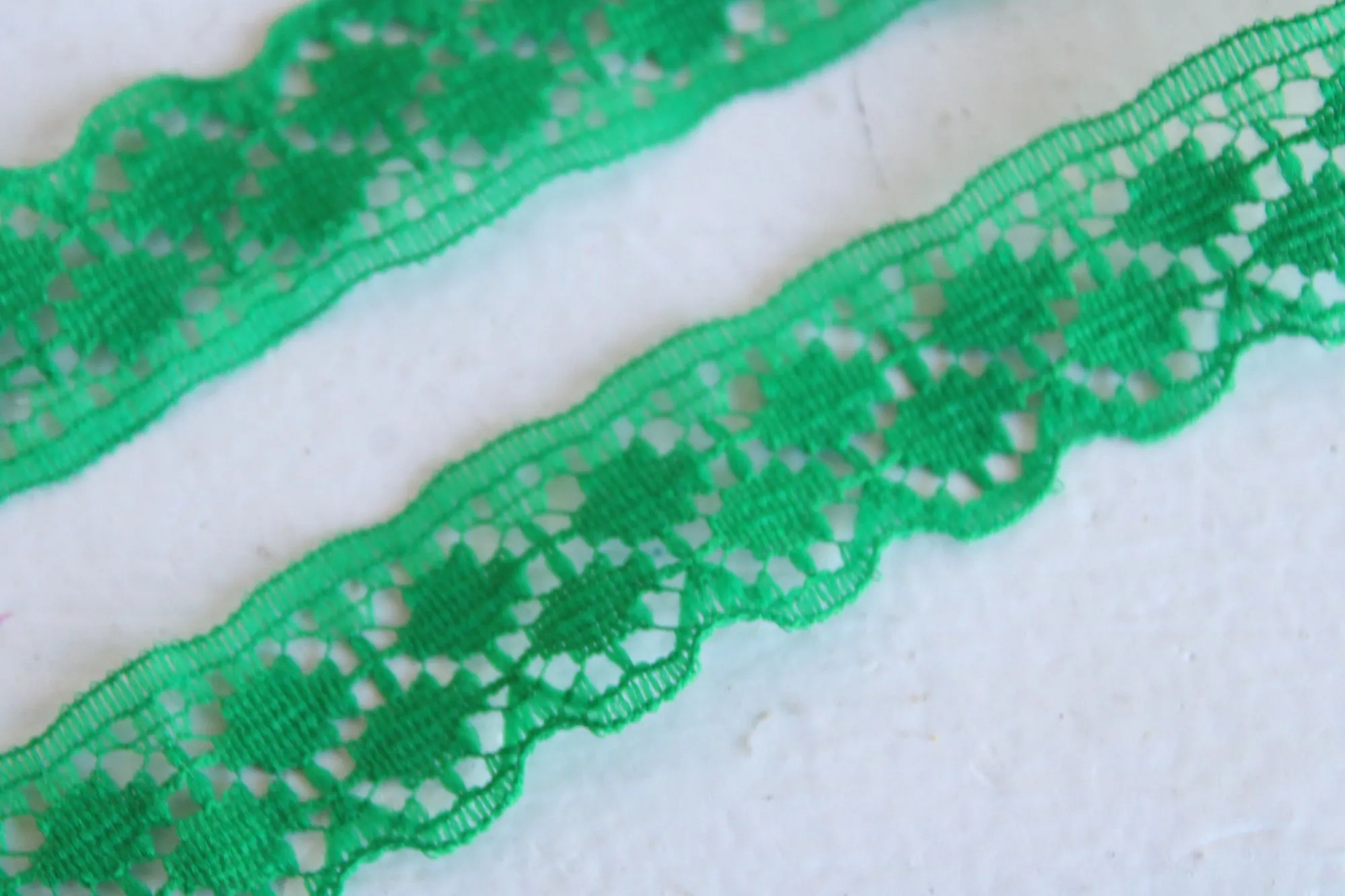 Vintage Green Lace Trim, 4 Yards, .75" wide, Nylon