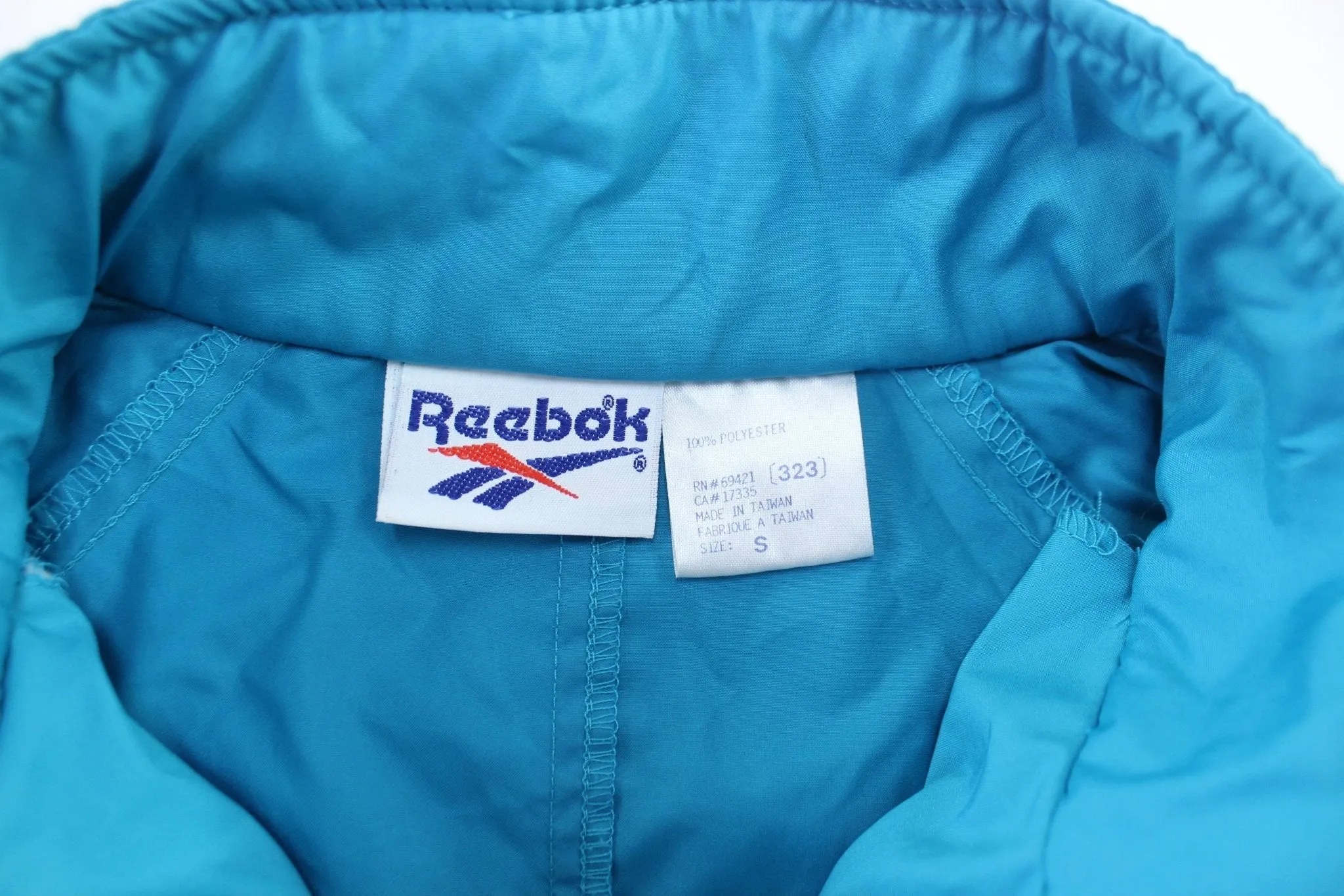 Vintage Reebok Embroidered Logo Aqua Zip Up Jacket