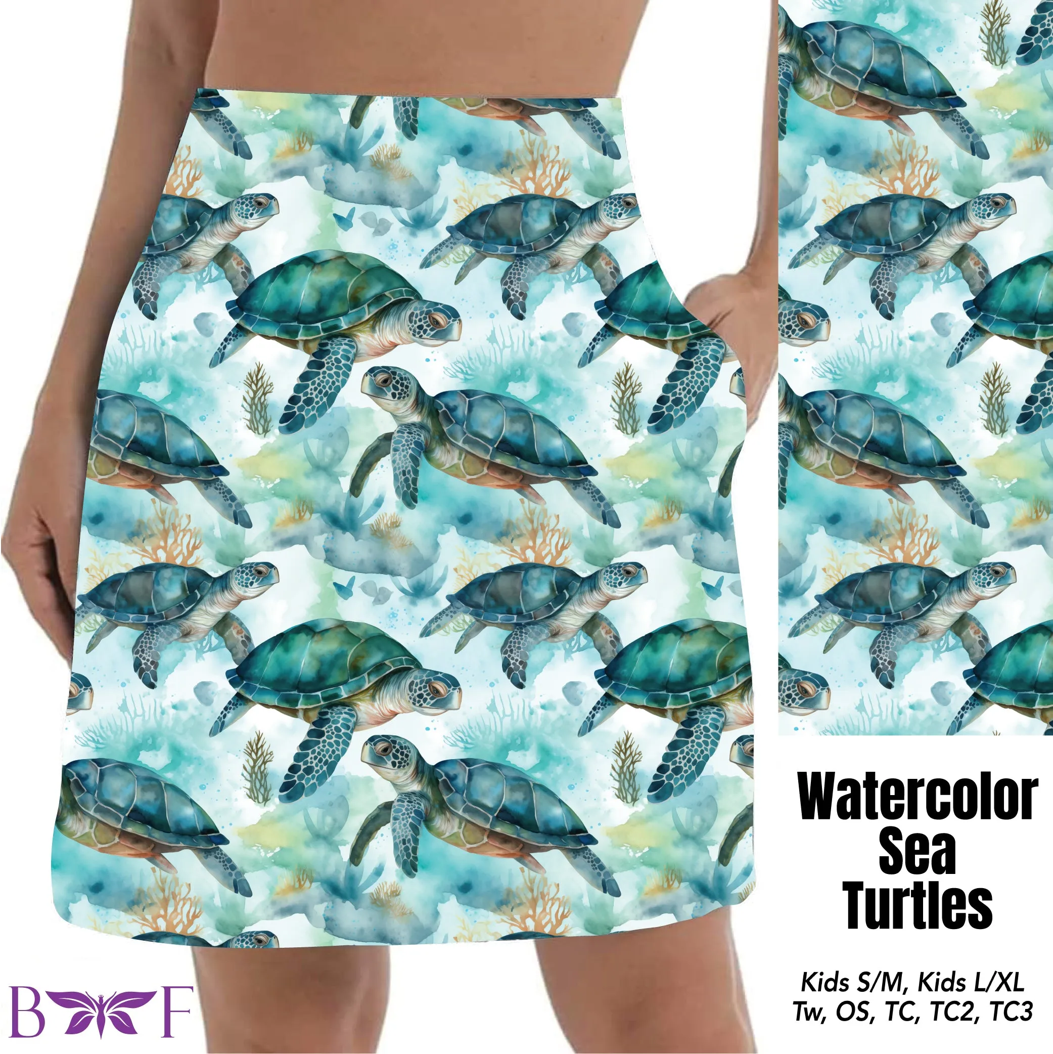 Watercolor sea Turtles 🐢 leggings and capris with pockets