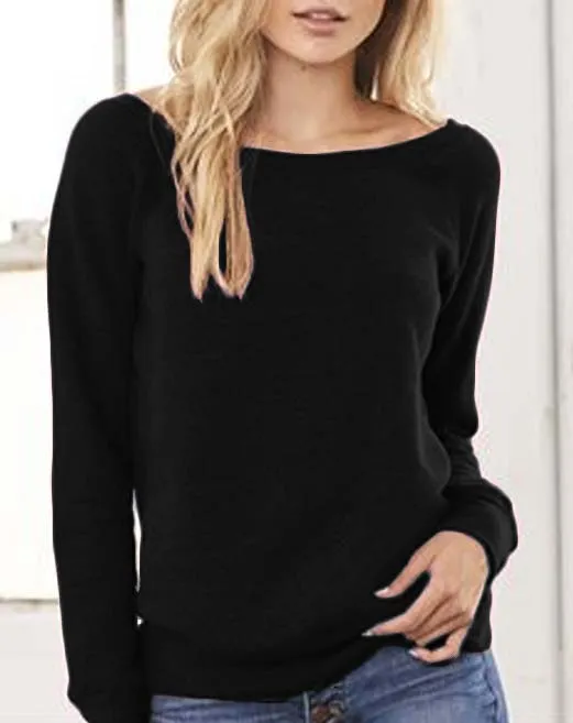 Wide Neck Black Slouchy Sweatshirt