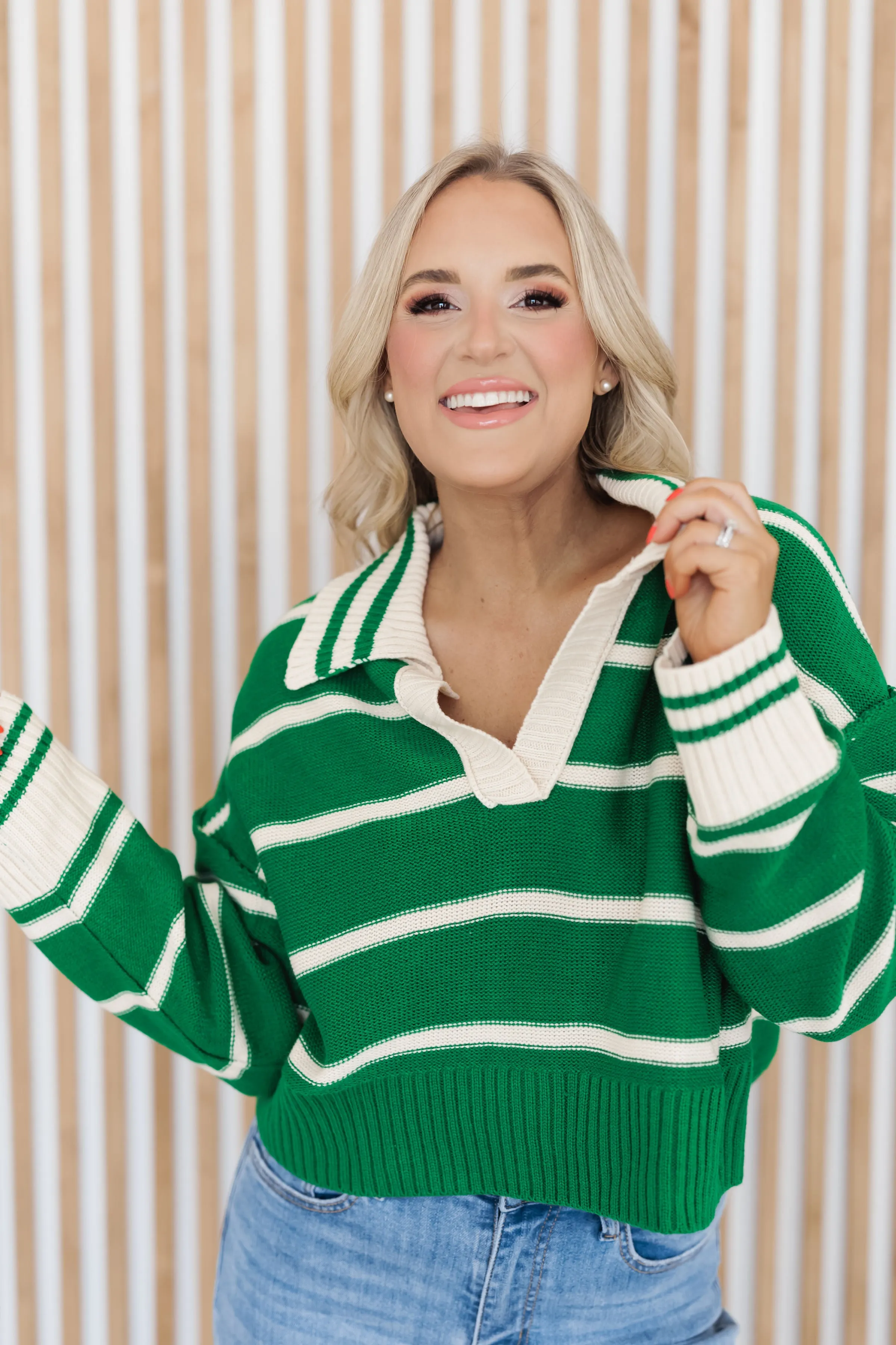 Willow Rae Sweater - Green/Ivory