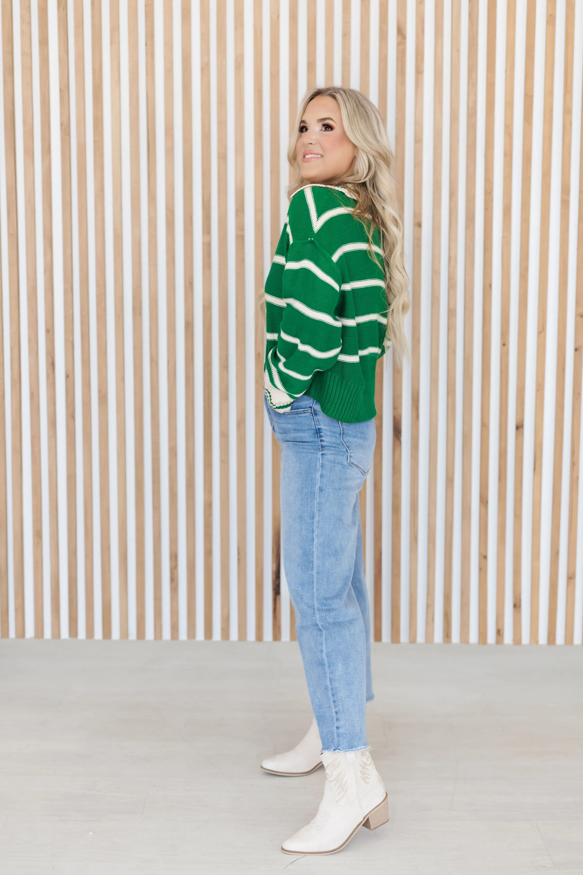 Willow Rae Sweater - Green/Ivory