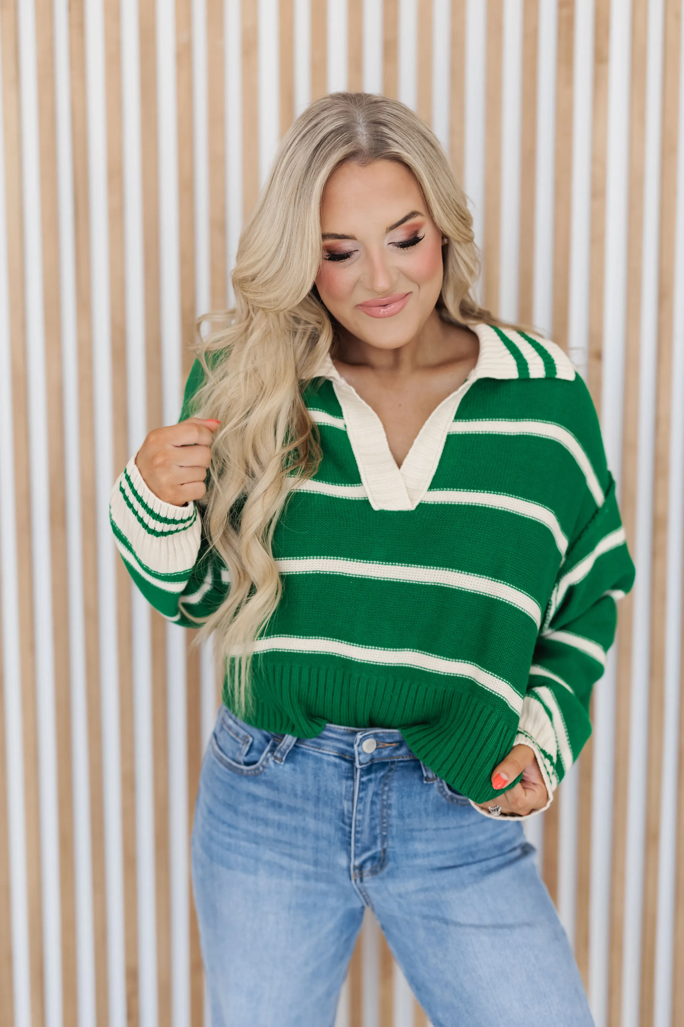 Willow Rae Sweater - Green/Ivory