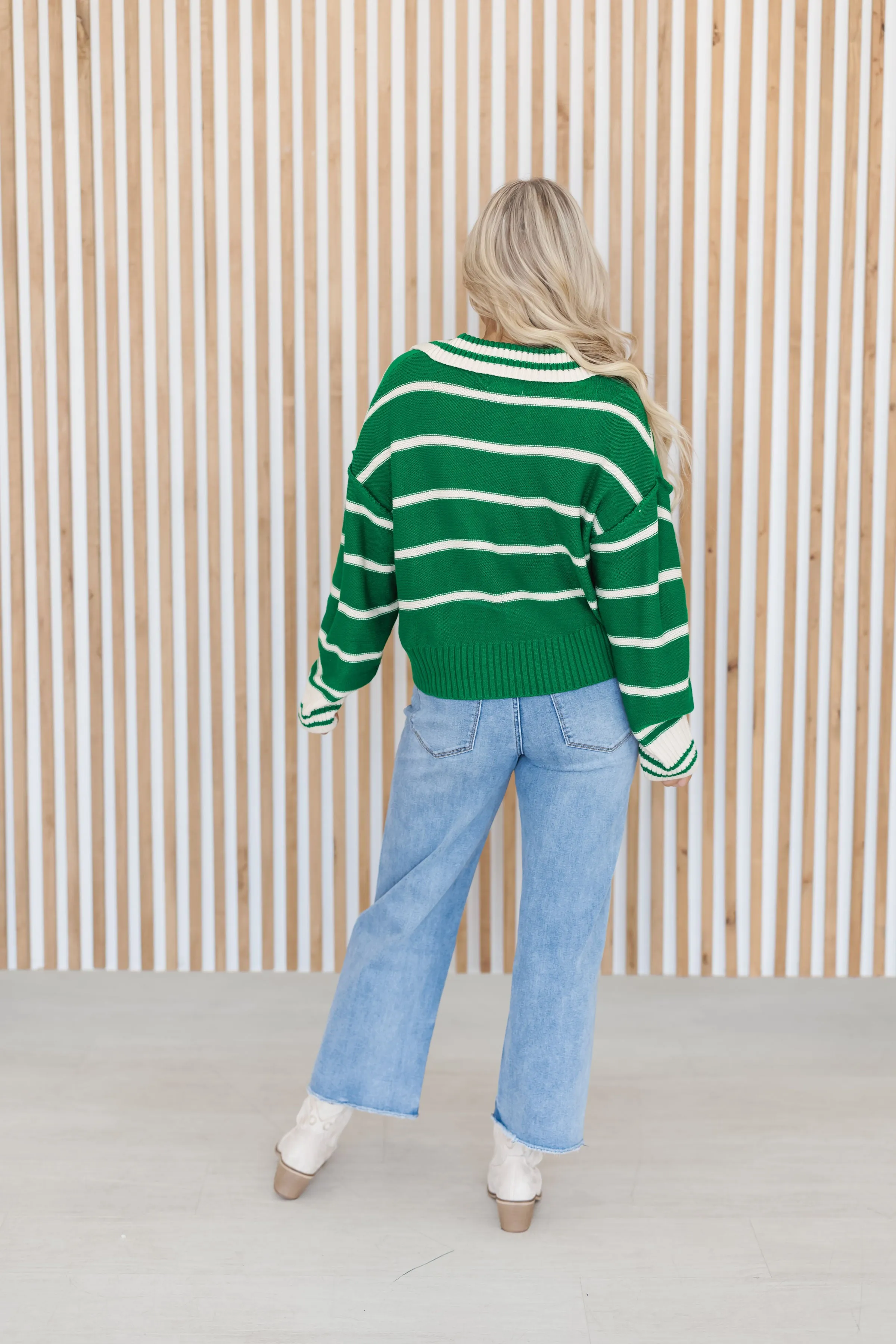 Willow Rae Sweater - Green/Ivory