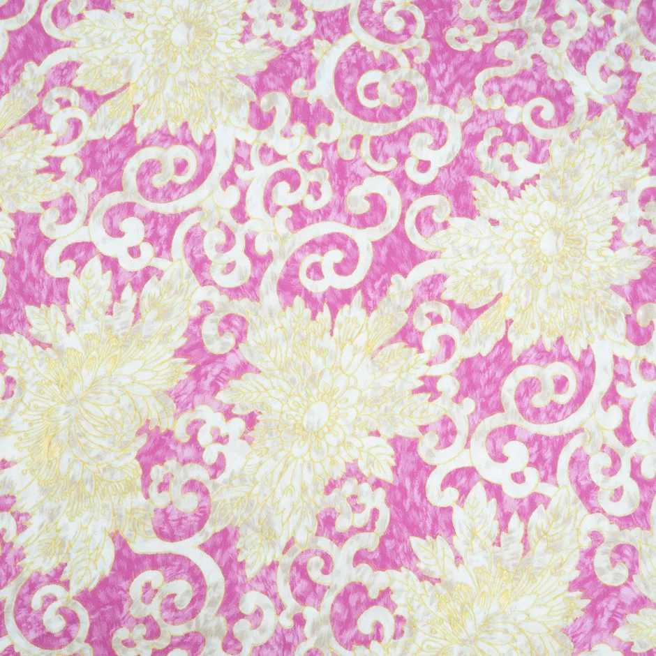 Yellow & Pink Floral Vision Printed Luxury Cotton