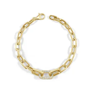 Yellow Gold Fancy Link Diamond Bracelet